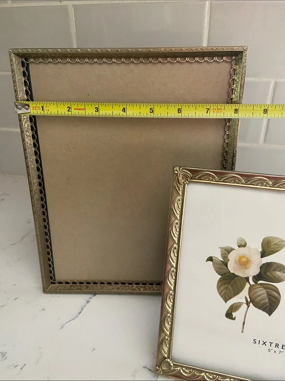 Vintage Brass Tone Picture Frame Lot 5x7 & 8x10 Ornate Hollywood Regency Set